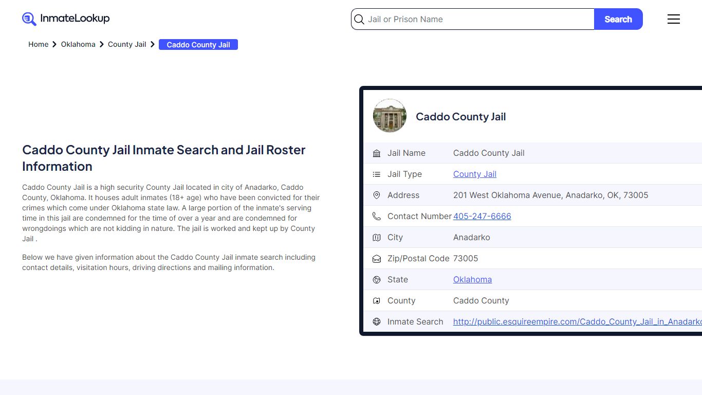 Caddo County Jail (OK) Inmate Search Oklahoma - Inmate Lookup